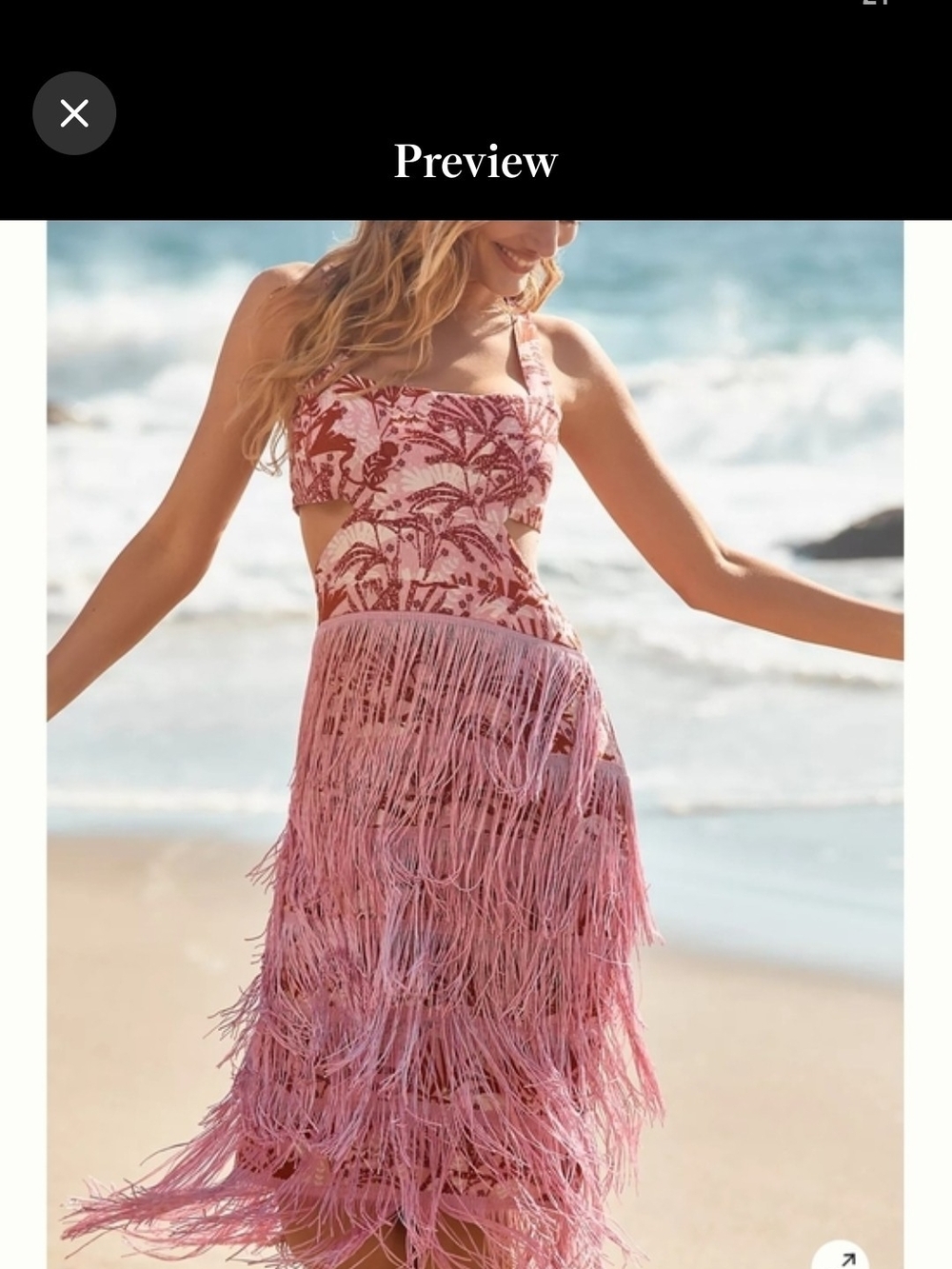 Anthropologie Linen Fringe Column Midi Dress NWOT XL
